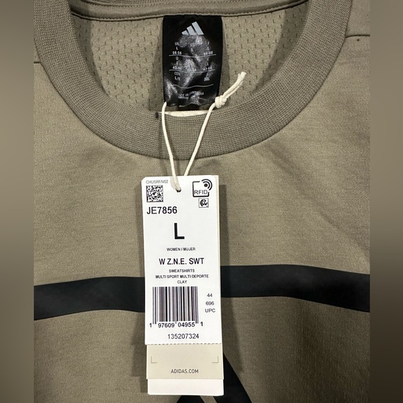 NWT Adidas Z.N.E. Womens Crewneck Sweatshirt Clay Sportswear Athleisure Sz L - Picture 3 of 4